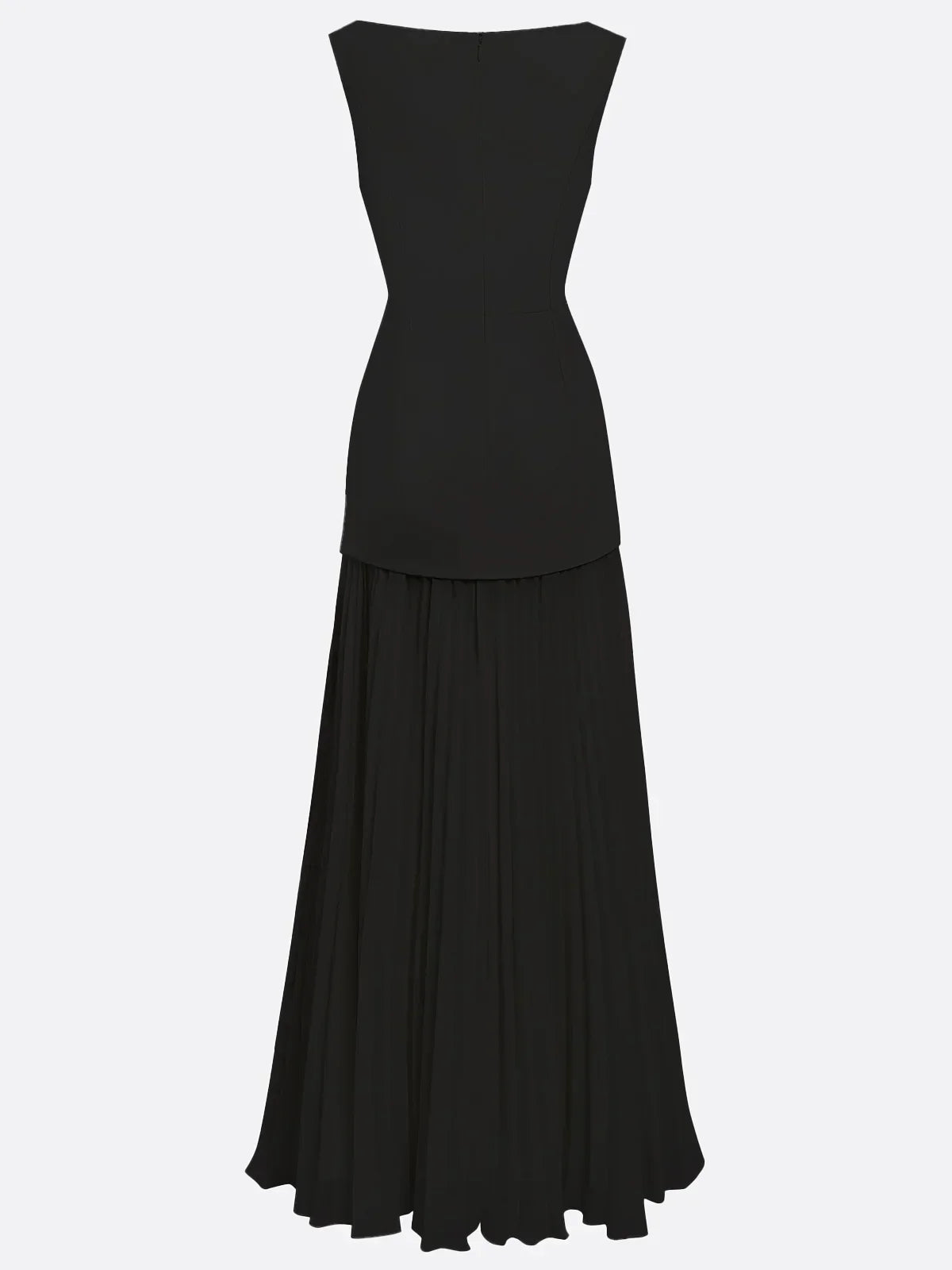 Vestido largo sin mangas para mujer con falda plisada-Maxi Dress-Casaluzia