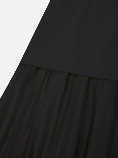 Vestido largo sin mangas para mujer con falda plisada-Maxi Dress-Casaluzia