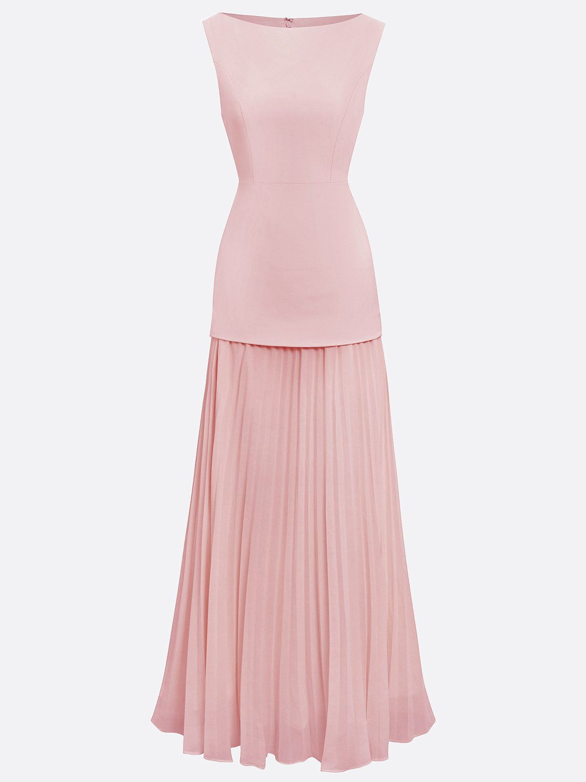Vestido largo sin mangas para mujer con falda plisada-Maxi Dress-Casaluzia