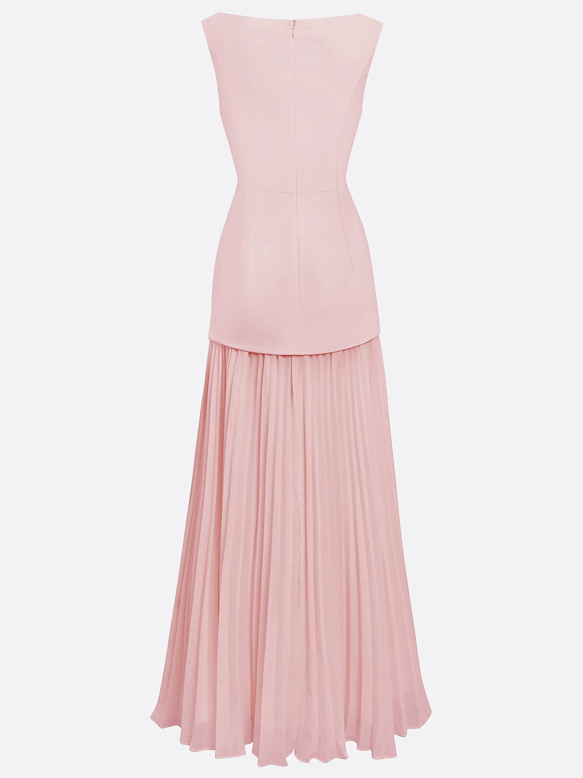 Vestido largo sin mangas para mujer con falda plisada-Maxi Dress-Casaluzia