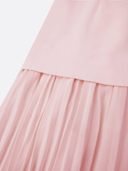 Vestido largo sin mangas para mujer con falda plisada-Maxi Dress-Casaluzia