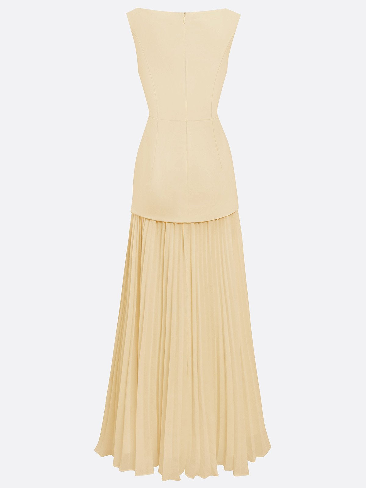 Vestido largo sin mangas para mujer con falda plisada-Maxi Dress-Casaluzia