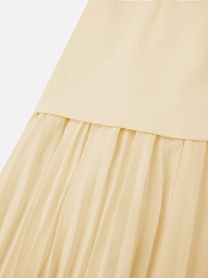 Vestido largo sin mangas para mujer con falda plisada-Maxi Dress-Casaluzia