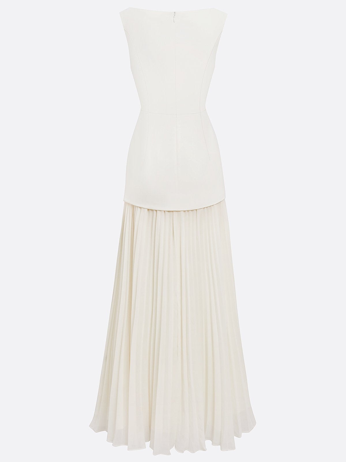 Vestido largo sin mangas para mujer con falda plisada-Maxi Dress-Casaluzia