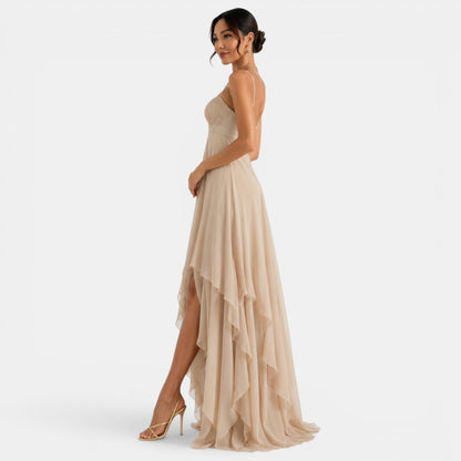 Vestido Maxi Asimétrico con Volantes para Mujer-Maxi Dress-Casaluzia