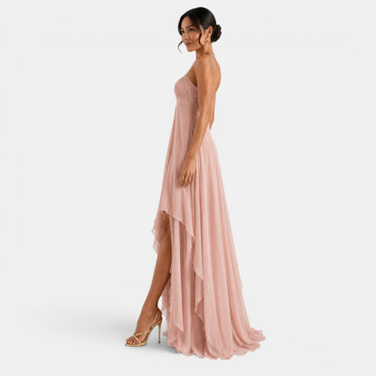 Vestido Maxi Asimétrico con Volantes para Mujer-Maxi Dress-Casaluzia