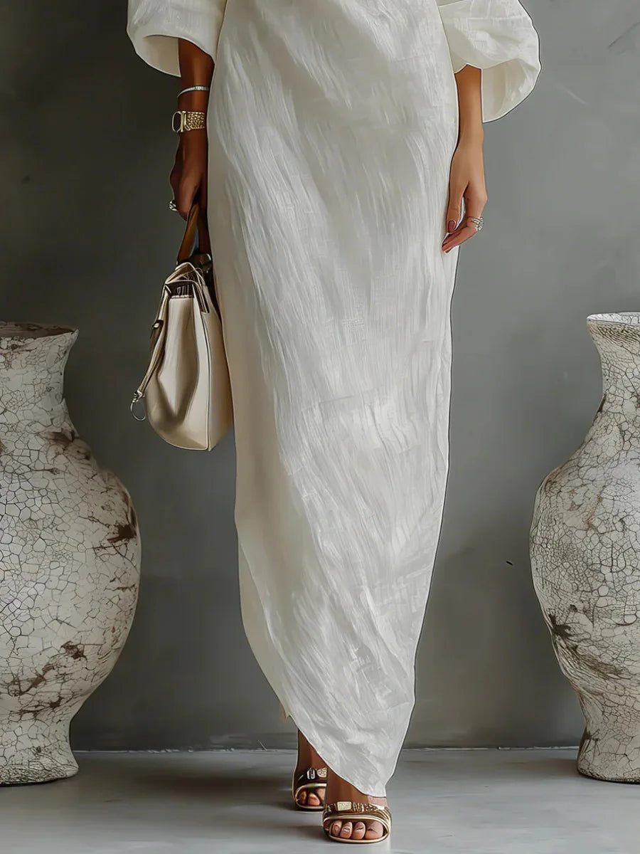 Vestido Maxi Asimétrico de un Hombro para Mujer-Maxi Dress-Casaluzia