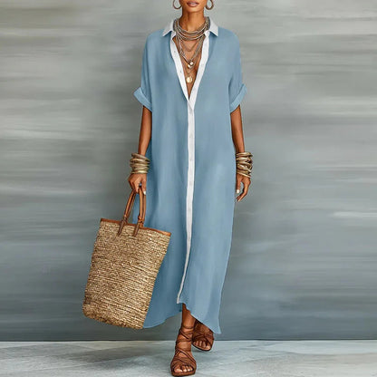Vestido Maxi Camisero con Botones para Mujer-Maxi Dress-Casaluzia