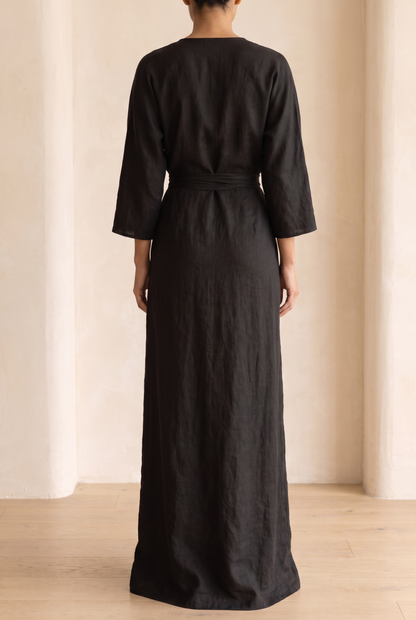 Vestido Maxi Cruzado con Escote en V para Mujer-Maxi Dress-Casaluzia