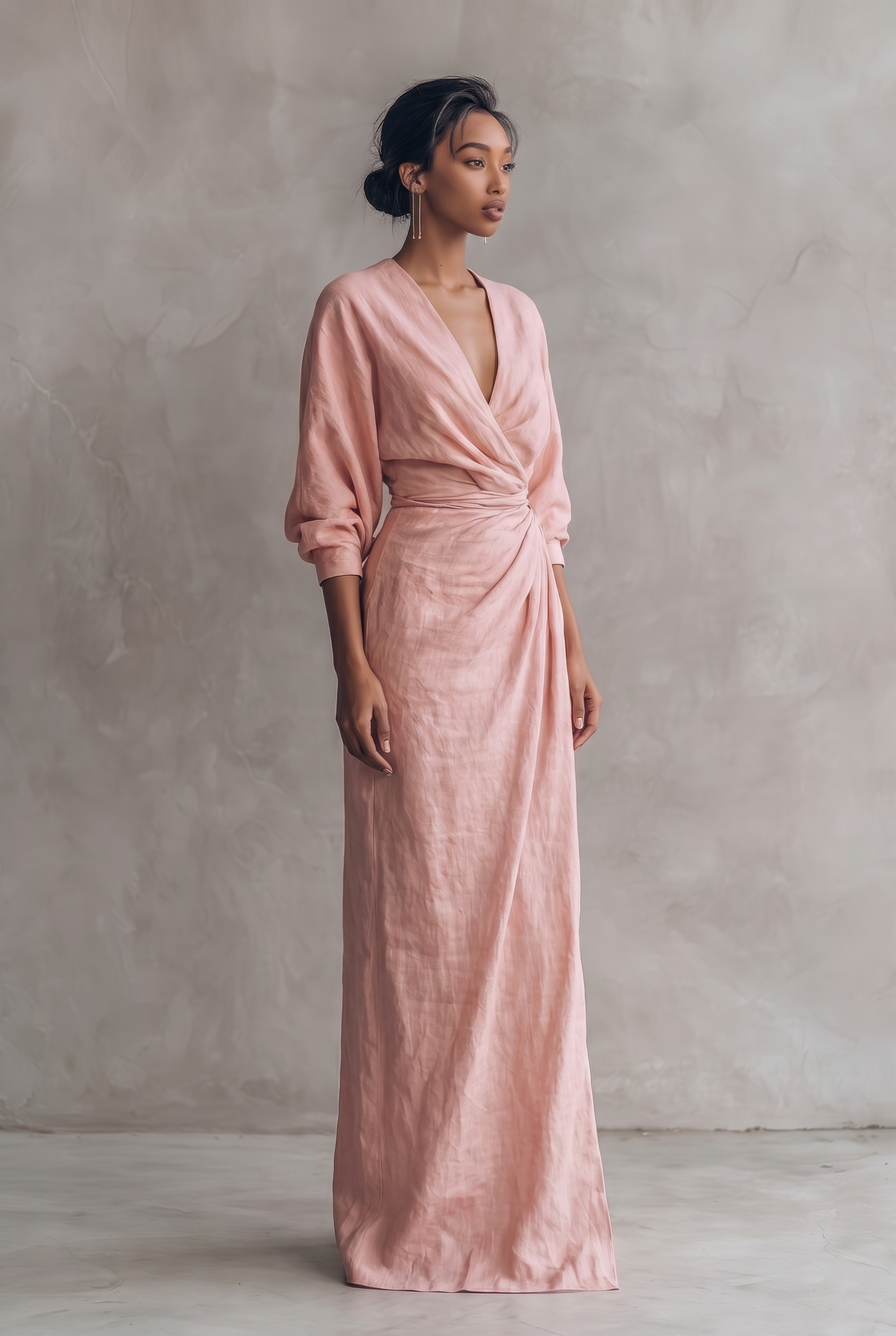 Vestido Maxi Cruzado con Escote en V para Mujer-Maxi Dress-Casaluzia