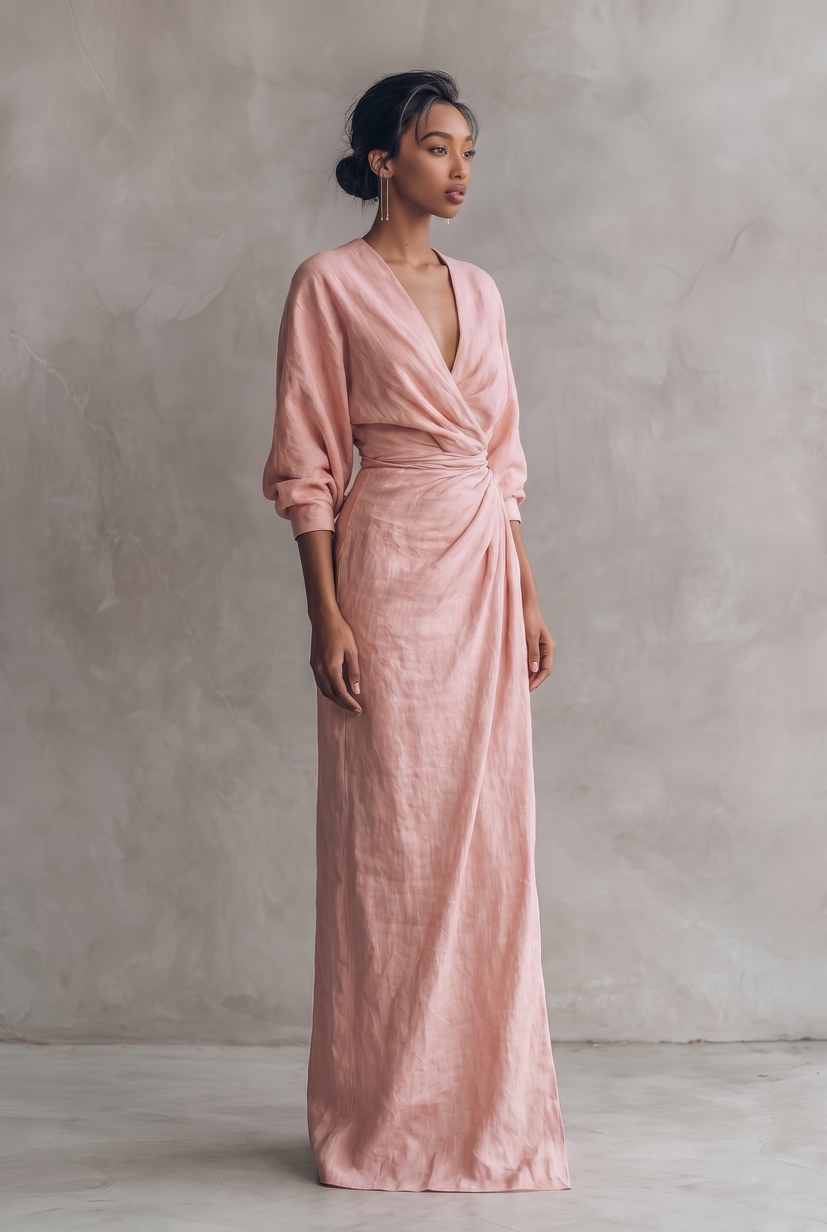 Vestido Maxi Cruzado con Escote en V para Mujer-Maxi Dress-Casaluzia