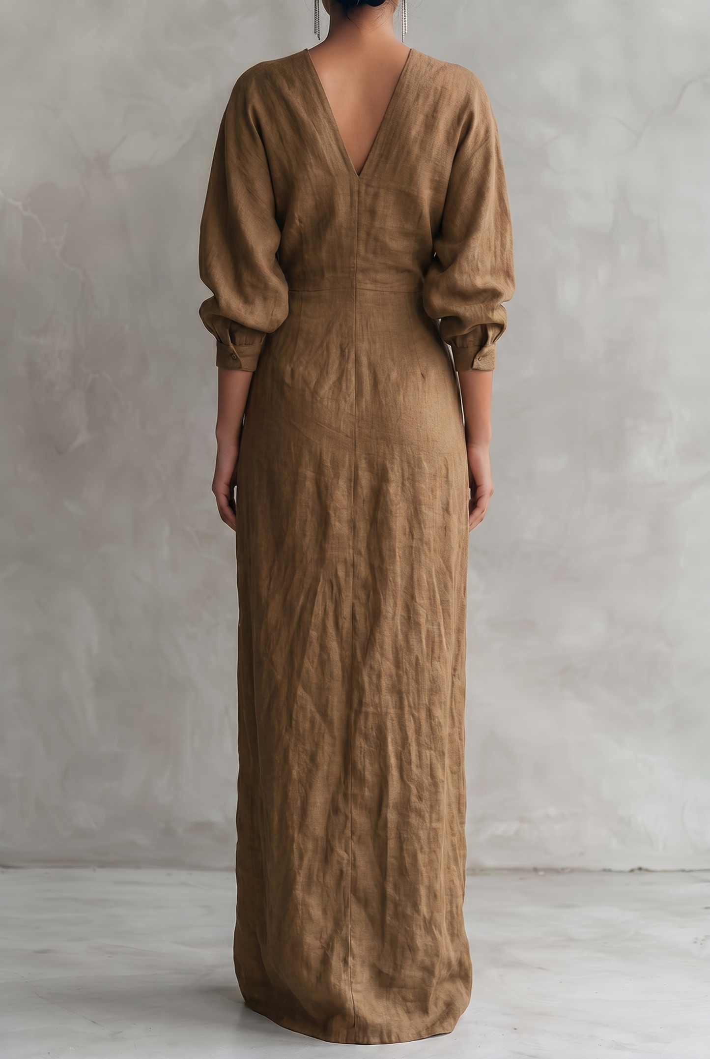 Vestido Maxi Cruzado con Escote en V para Mujer-Maxi Dress-Casaluzia