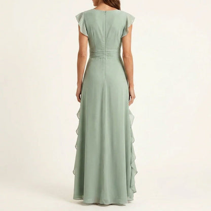 Vestido Maxi Cruzado con Volantes para Mujer-Maxi Dress-Casaluzia