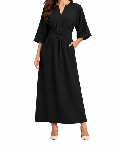 Vestido Maxi de Mujer con Cintura Plisada-Maxi Dress-Casaluzia