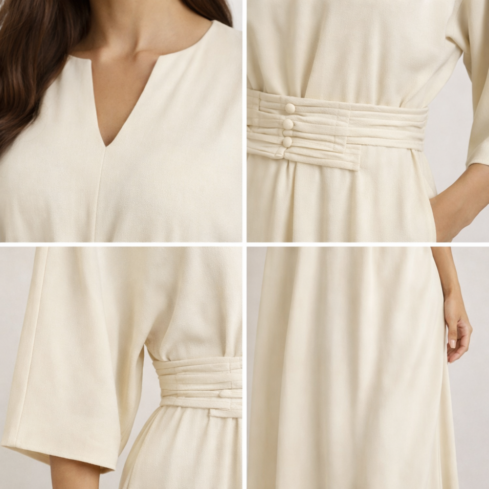 Vestido Maxi de Mujer con Cintura Plisada-Maxi Dress-Casaluzia