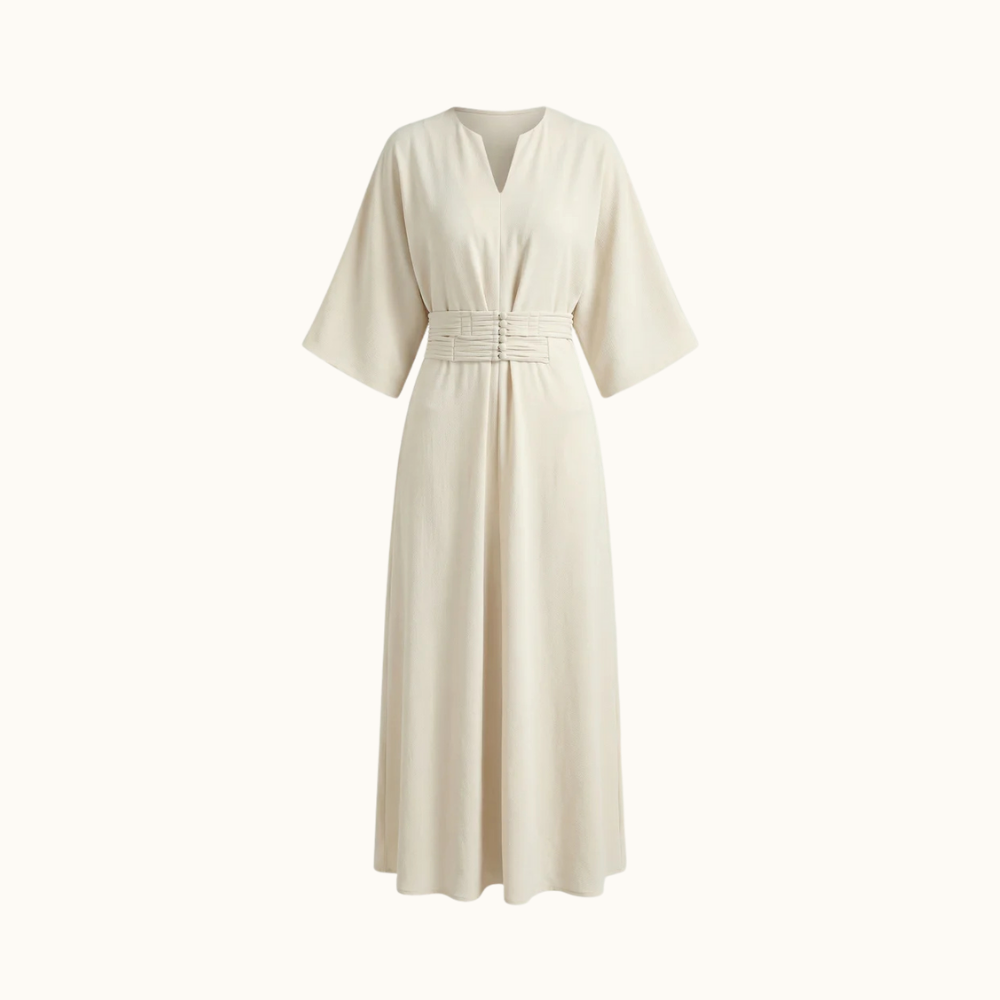 Vestido Maxi de Mujer con Cintura Plisada-Maxi Dress-Casaluzia