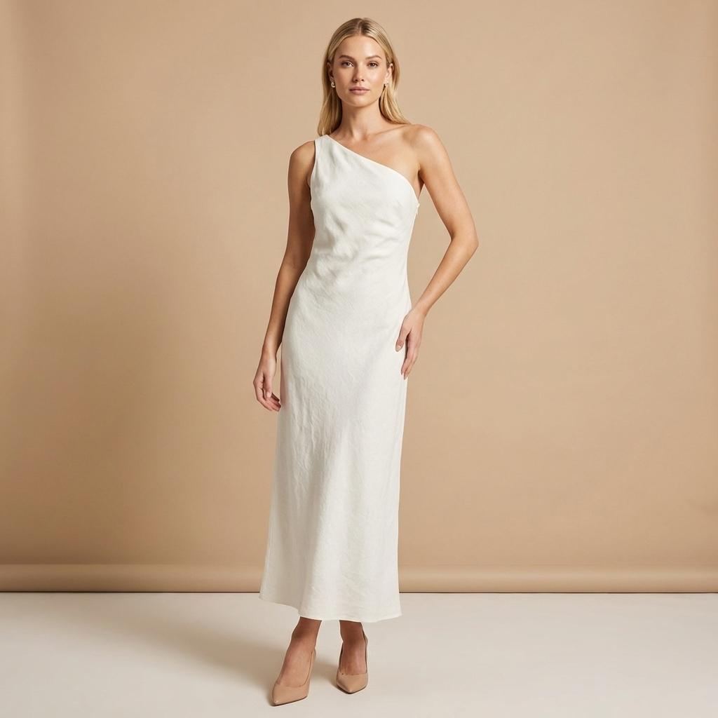 Vestido Maxi de Mujer con Un Hombro-Maxi Dress-Casaluzia