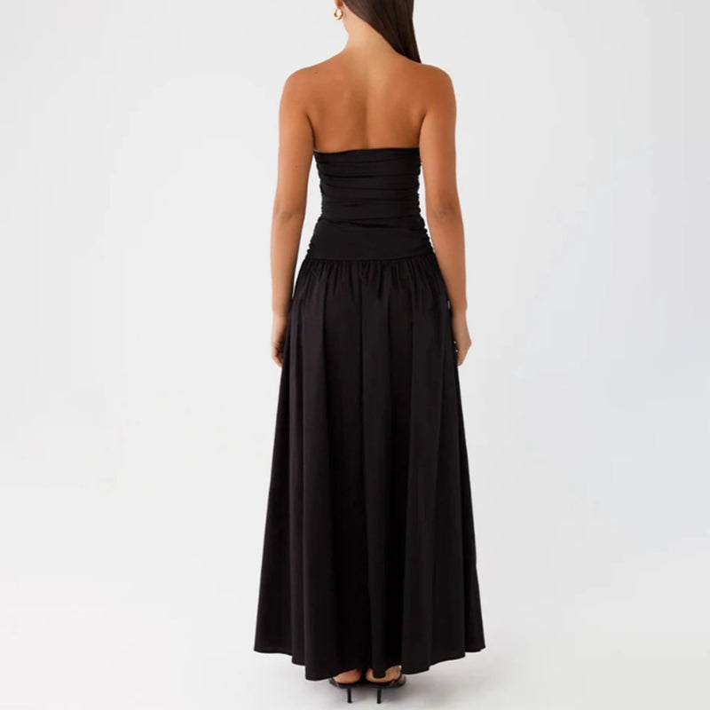 Vestido maxi estampado sin tirantes para mujer-Maxi Dress-Casaluzia