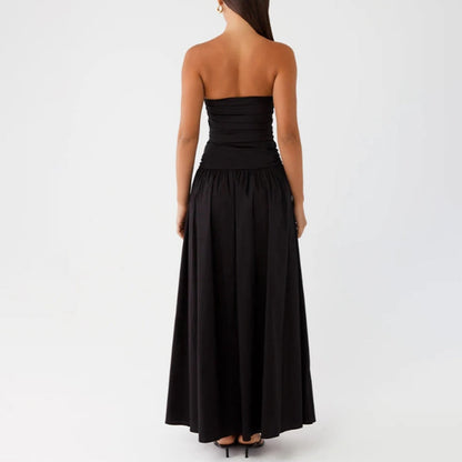 Vestido maxi estampado sin tirantes para mujer-Maxi Dress-Casaluzia