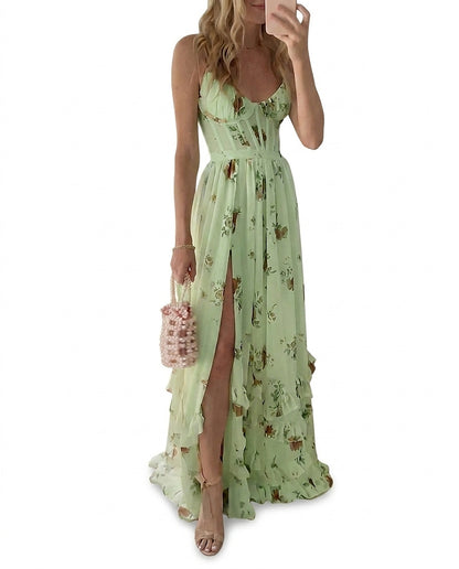 Vestido Maxi Floral con Corpiño de Corsé para Mujer-Maxi Dress-Casaluzia