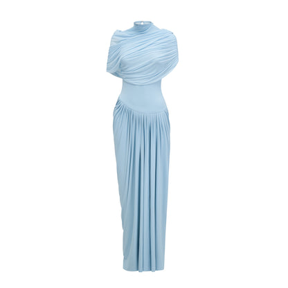 Vestido Maxi Plisado Asimétrico para Mujer-Maxi Dress-Casaluzia