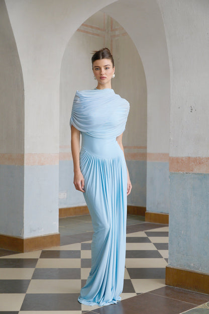 Vestido Maxi Plisado Asimétrico para Mujer-Maxi Dress-Casaluzia