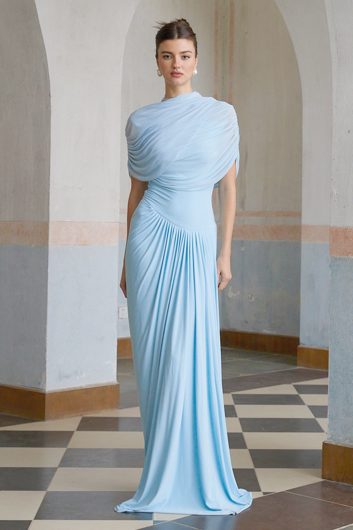 Vestido Maxi Plisado Asimétrico para Mujer-Maxi Dress-Casaluzia