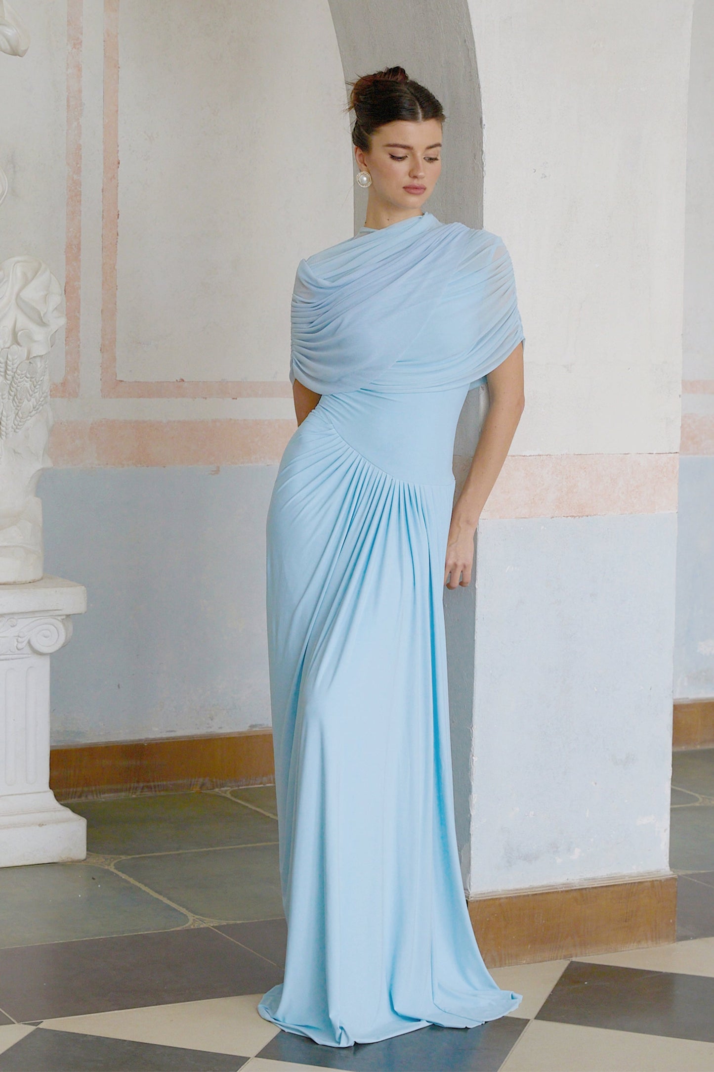 Vestido Maxi Plisado Asimétrico para Mujer-Maxi Dress-Casaluzia