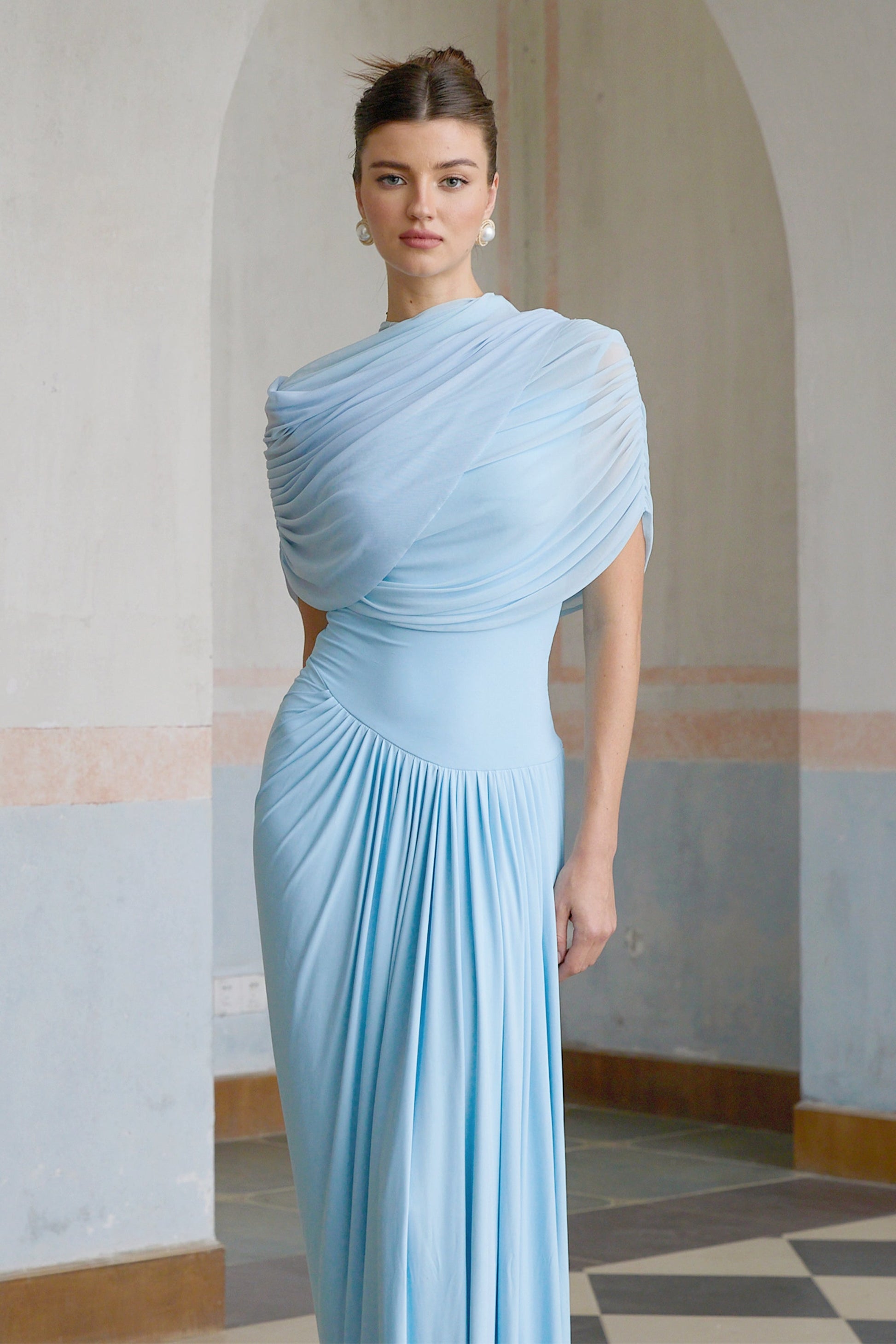 Vestido Maxi Plisado Asimétrico para Mujer-Maxi Dress-Casaluzia