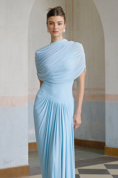 Vestido Maxi Plisado Asimétrico para Mujer-Maxi Dress-Casaluzia