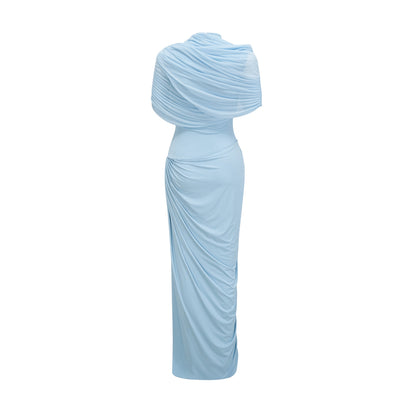Vestido Maxi Plisado Asimétrico para Mujer-Maxi Dress-Casaluzia