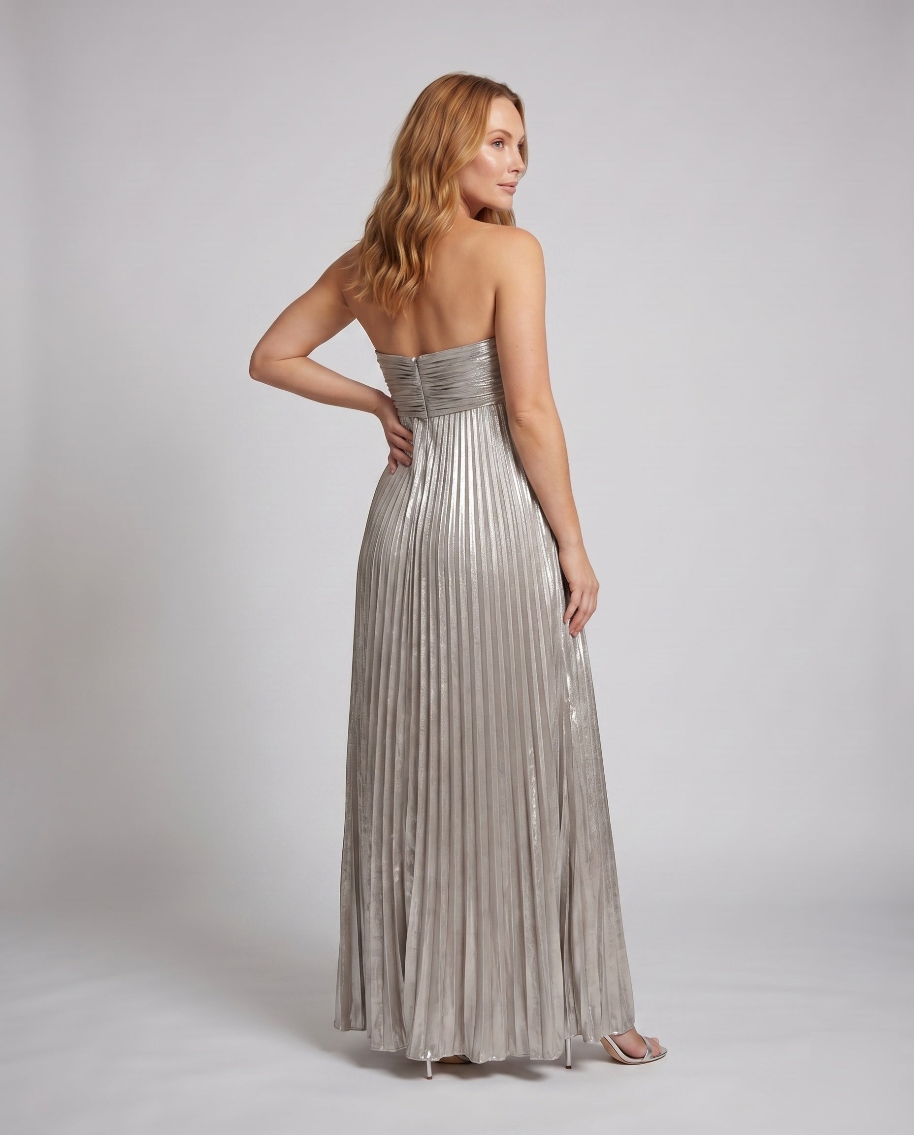 Vestido Maxi Plisado Sin Tirantes para Mujer-Maxi Dress-Casaluzia