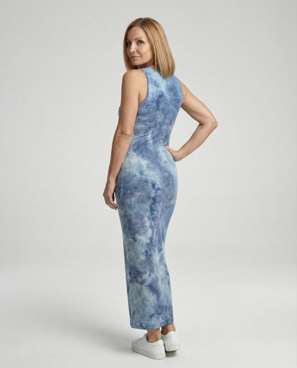 Vestido Maxi sin mangas con estampado tie-dye para mujer-Maxi Dress-Casaluzia