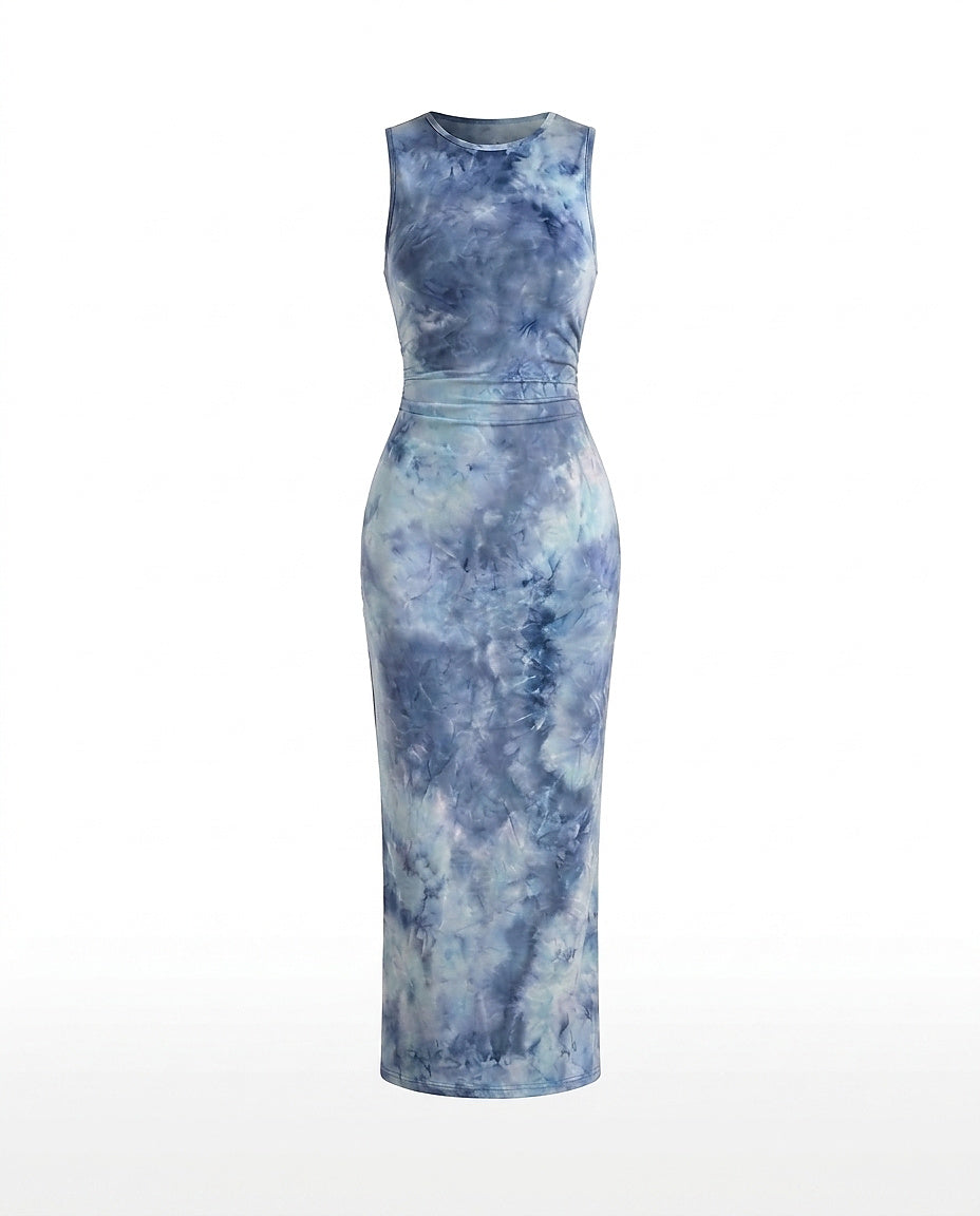 Vestido Maxi sin mangas con estampado tie-dye para mujer-Maxi Dress-Casaluzia