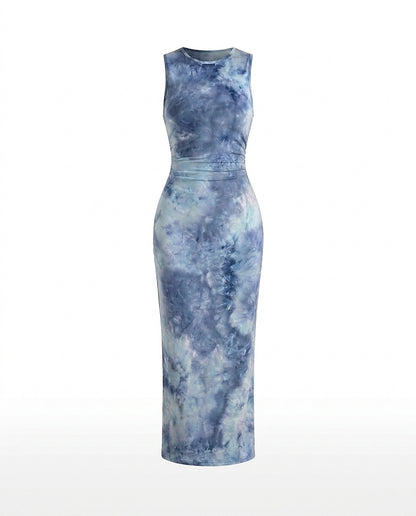 Vestido Maxi sin mangas con estampado tie-dye para mujer-Maxi Dress-Casaluzia