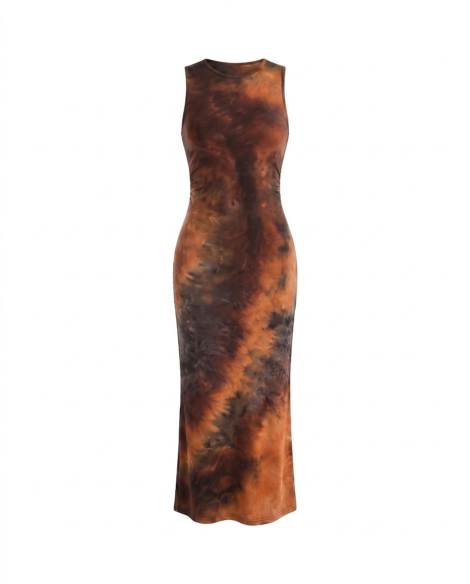 Vestido Maxi sin mangas con estampado tie-dye para mujer-Maxi Dress-Casaluzia