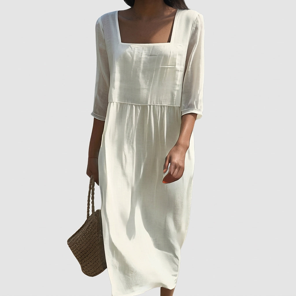 Vestido midi con escote cuadrado para mujer-Dress-Casaluzia