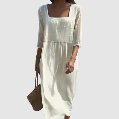 Vestido midi con escote cuadrado para mujer-Dress-Casaluzia
