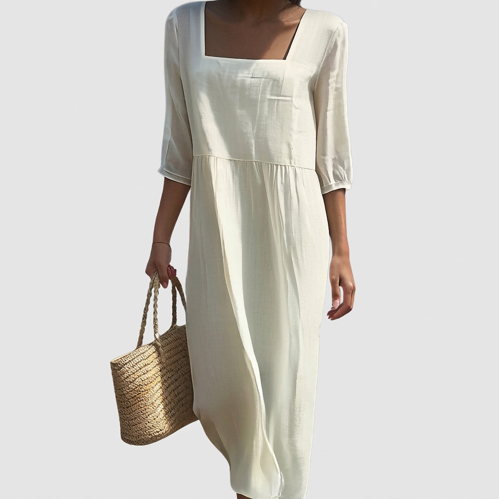 Vestido midi con escote cuadrado para mujer-Dress-Casaluzia