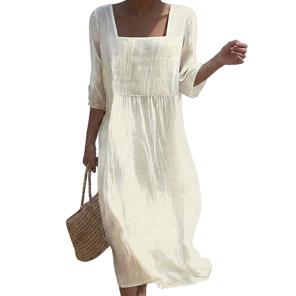 Vestido midi con escote cuadrado para mujer-Dress-Casaluzia