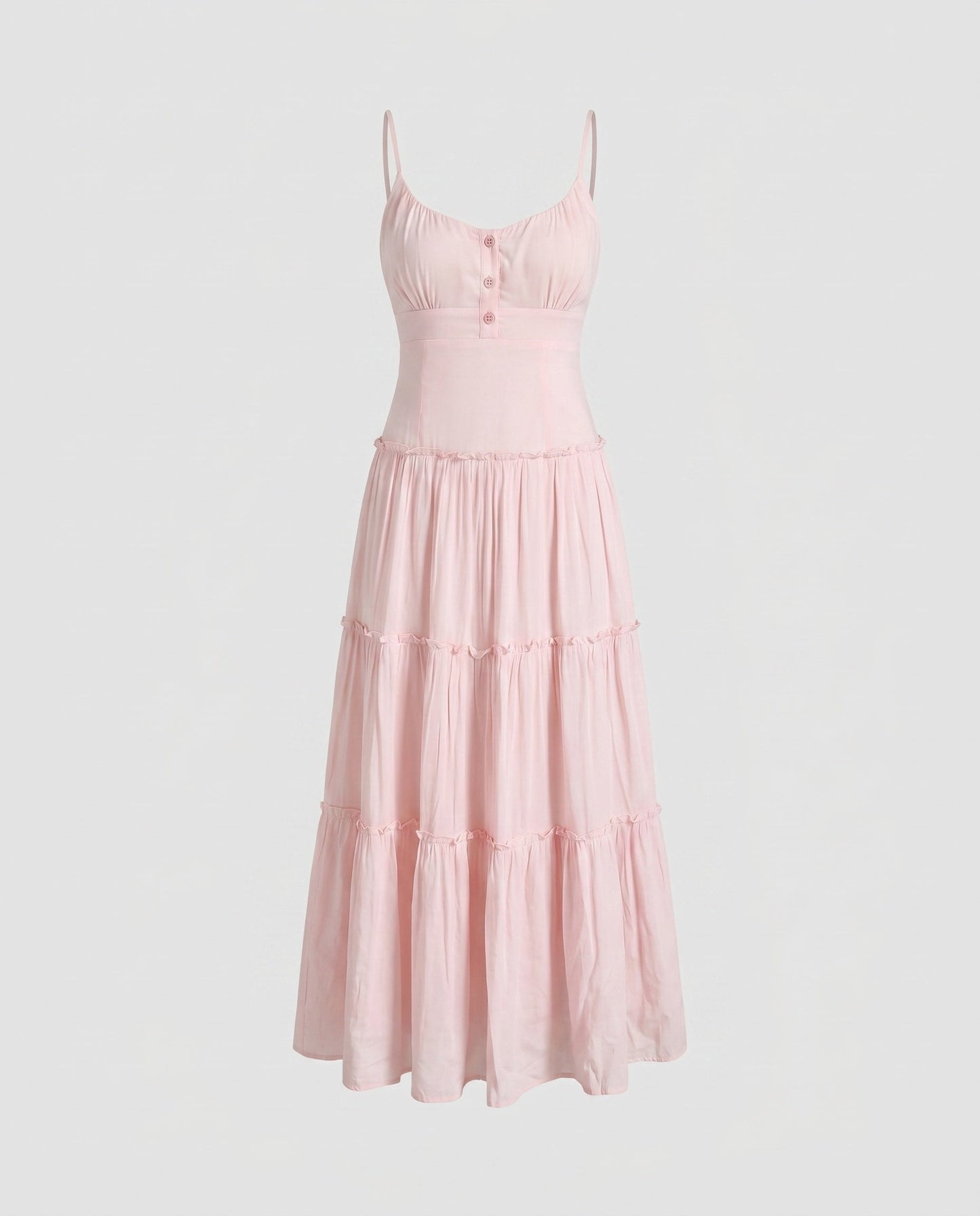Vestido midi con tirantes finos y falda escalonada para mujer-Maxi Dress-Casaluzia