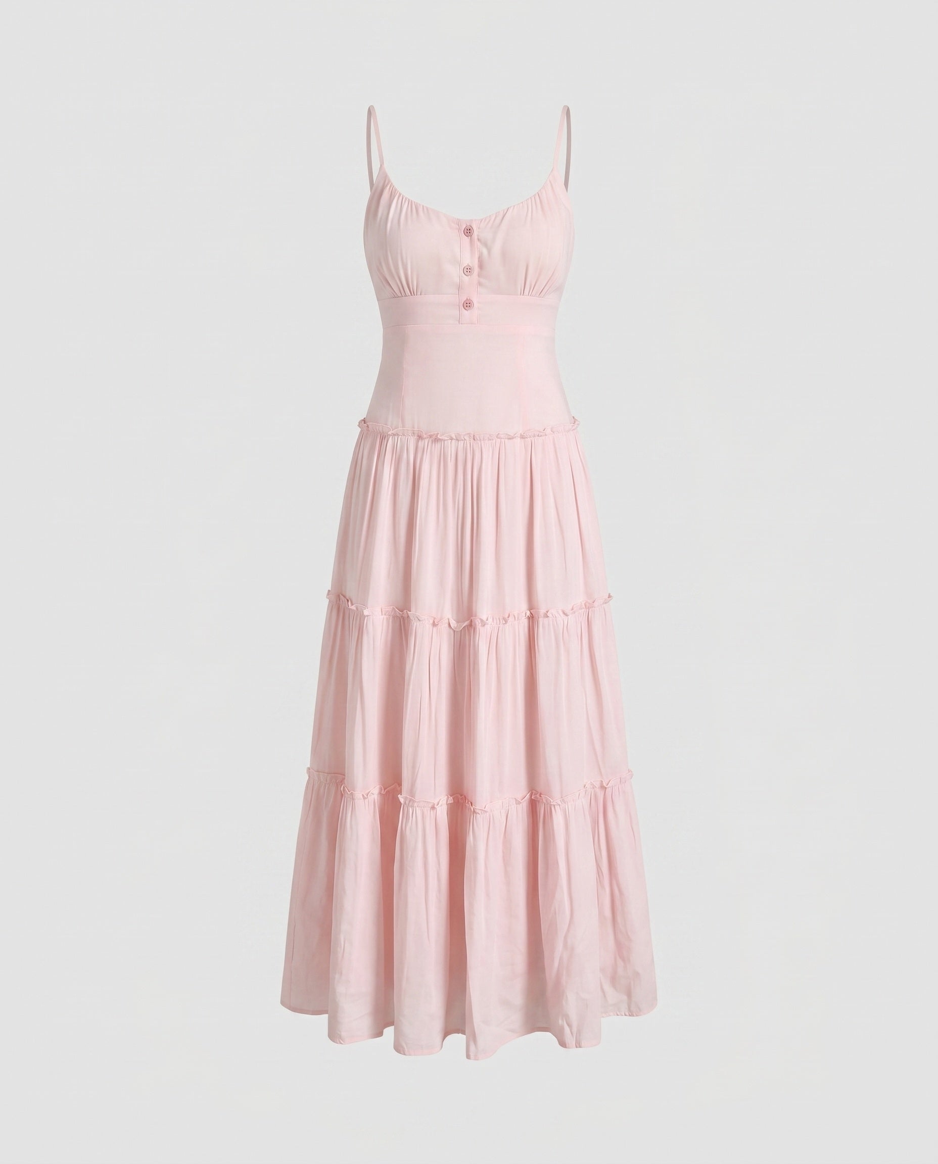 Vestido midi con tirantes finos y falda escalonada para mujer-Maxi Dress-Casaluzia