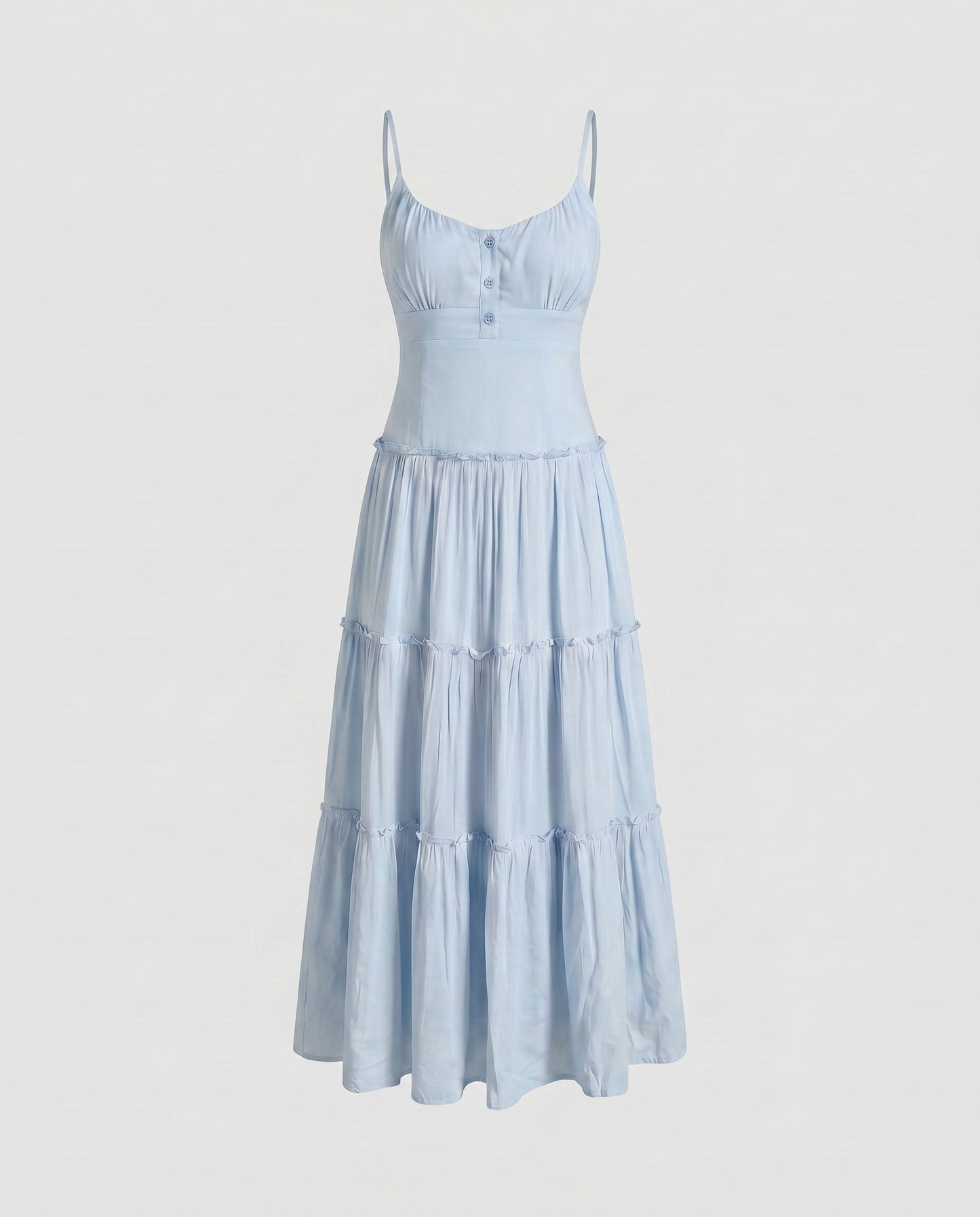 Vestido midi con tirantes finos y falda escalonada para mujer-Maxi Dress-Casaluzia