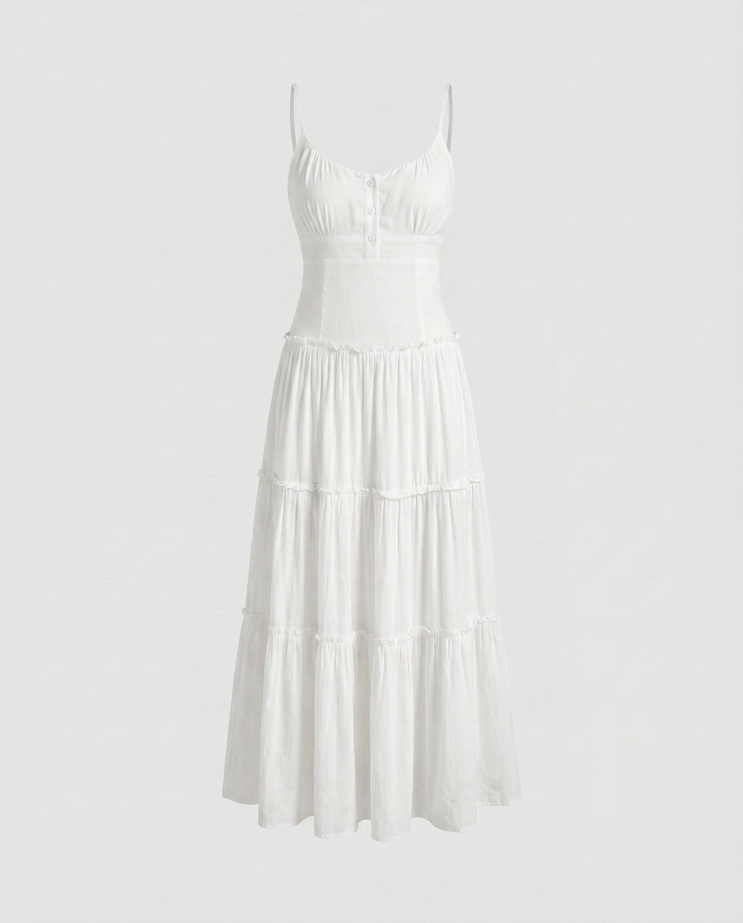 Vestido midi con tirantes finos y falda escalonada para mujer-Maxi Dress-Casaluzia