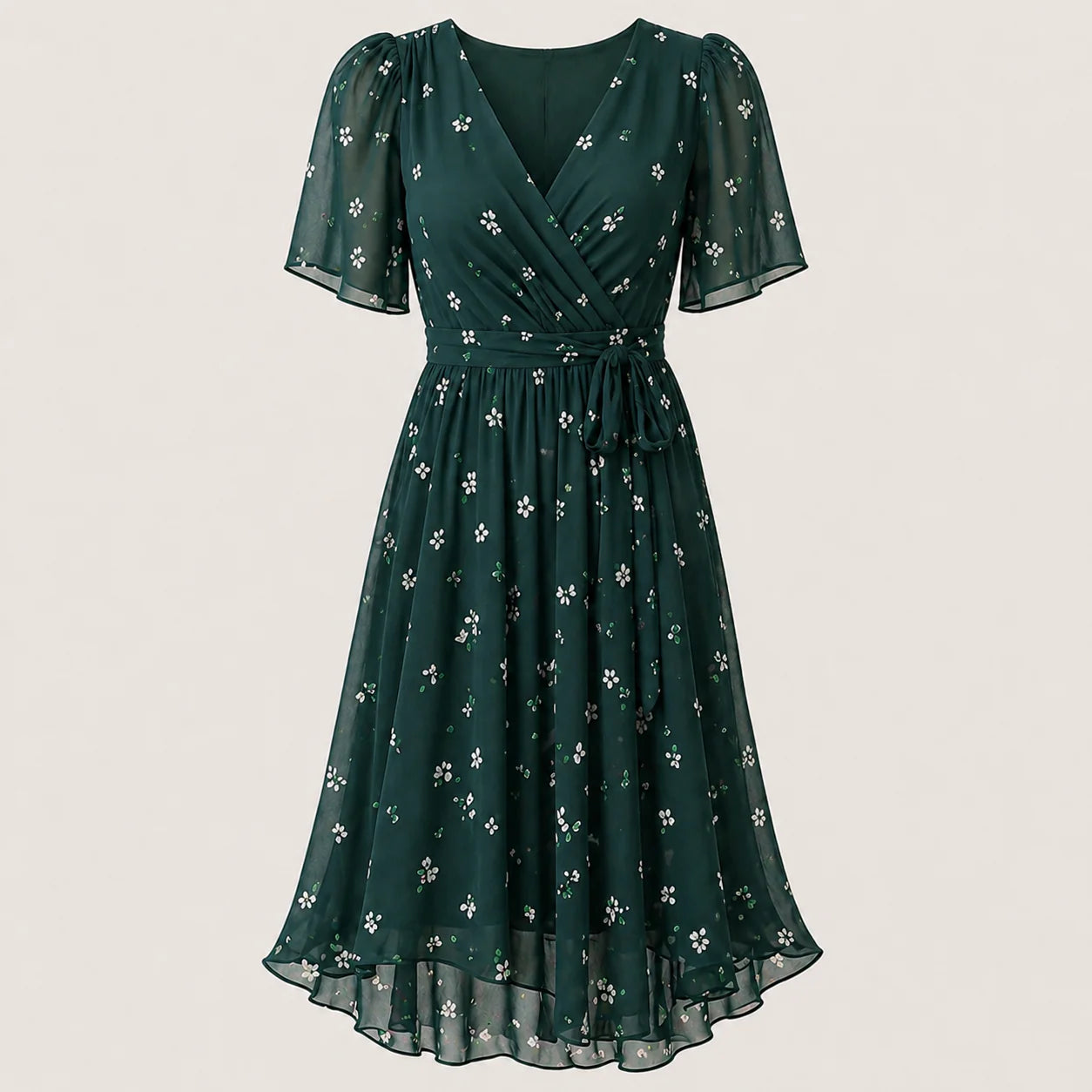 Vestido midi cruzado con estampado floral para mujer-Midi Dress-Casaluzia