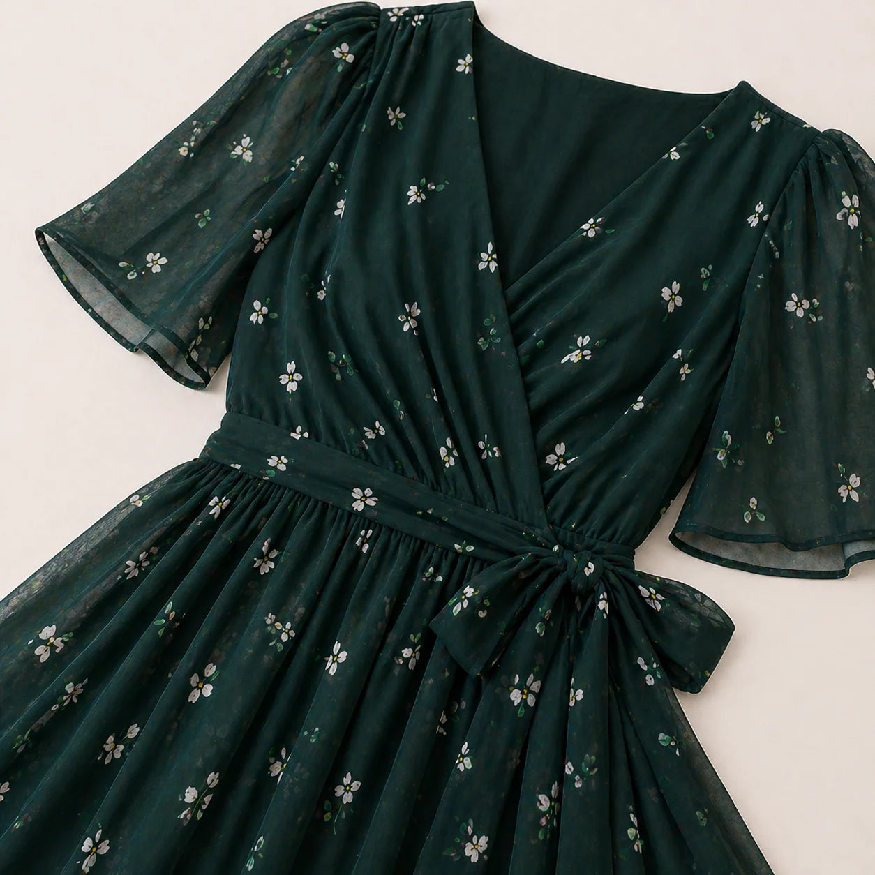 Vestido midi cruzado con estampado floral para mujer-Midi Dress-Casaluzia