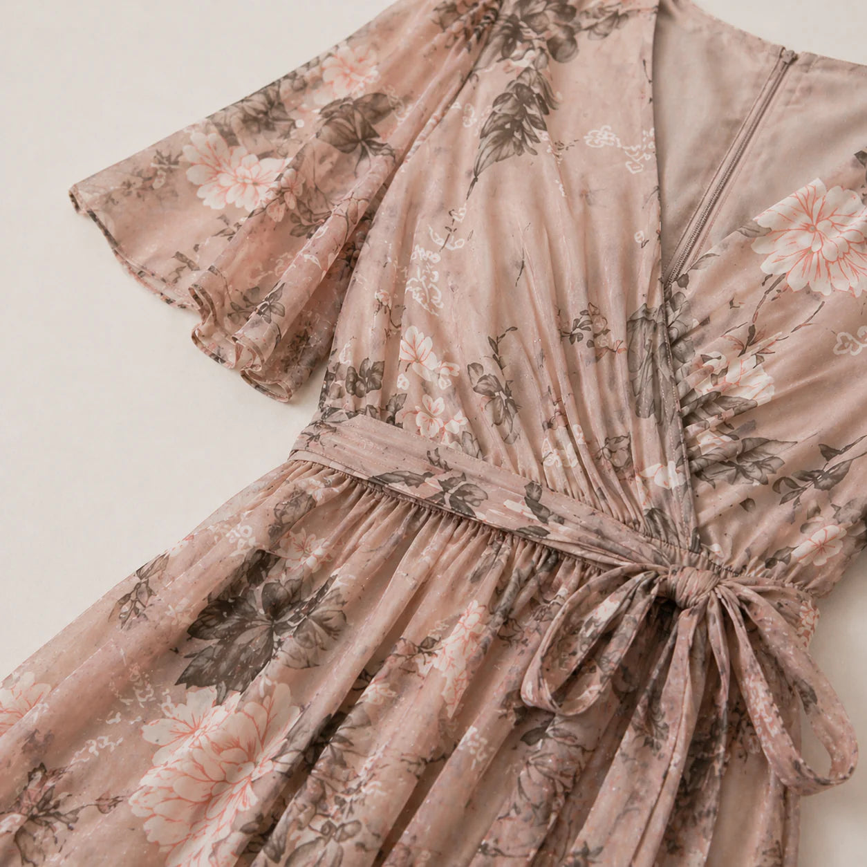Vestido midi cruzado con estampado floral para mujer-Midi Dress-Casaluzia