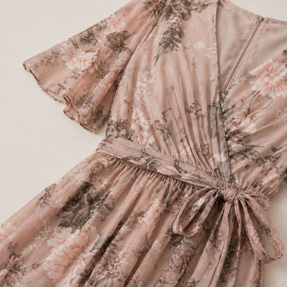 Vestido midi cruzado con estampado floral para mujer-Midi Dress-Casaluzia