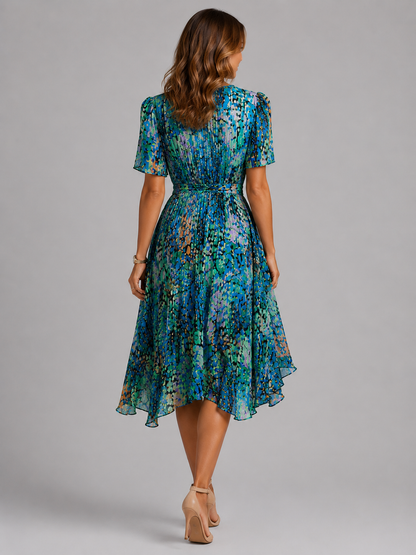 Vestido midi cruzado con estampado floral para mujer-Midi Dress-Casaluzia