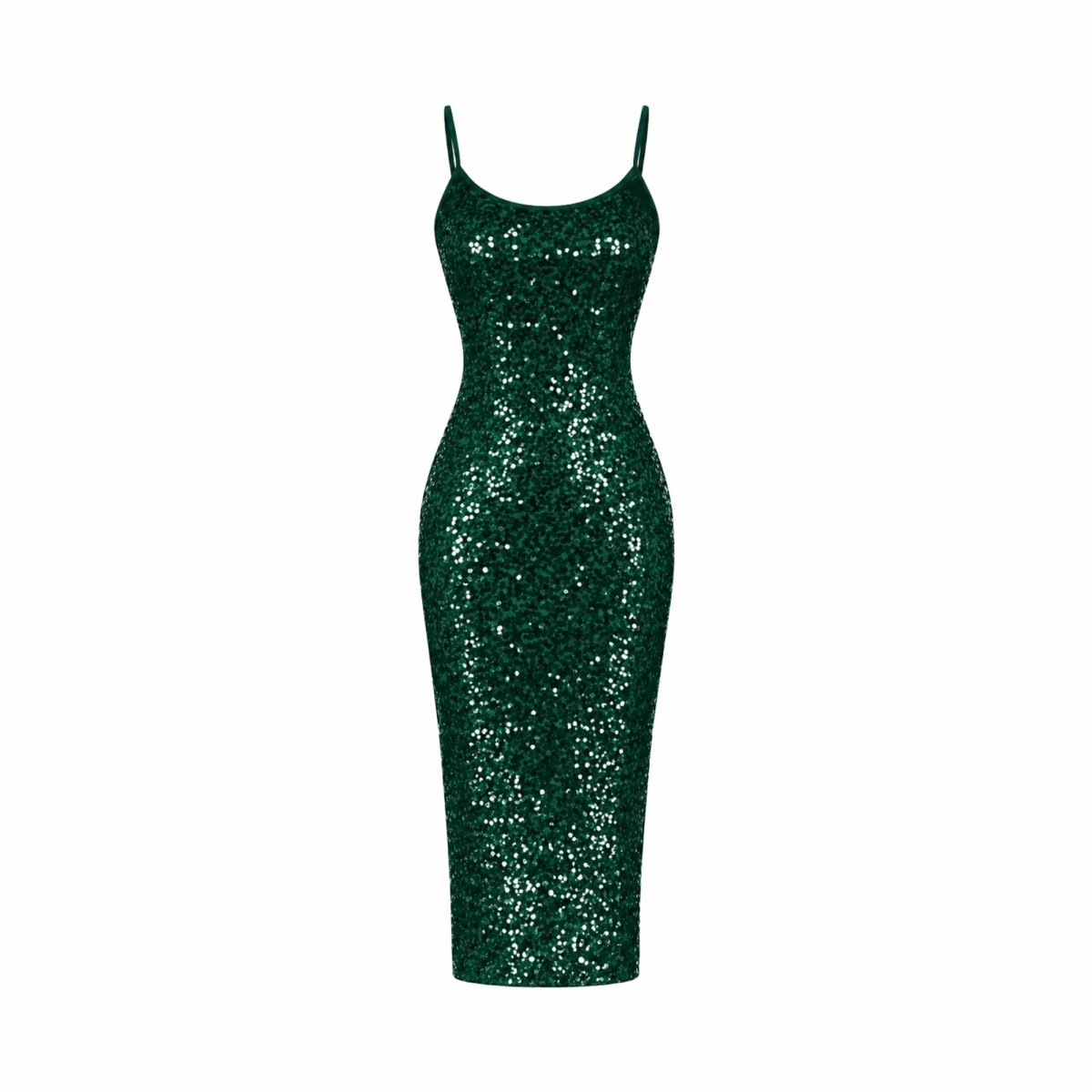 Vestido midi de lentejuelas para mujer con abertura lateral-Midi Dress-Casaluzia